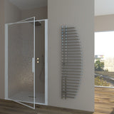 Shower Enclosure in Niche with Hinged Door GLICINE N.B - Acrylic 4 mm Glossy White Profile