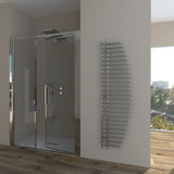 Shower Enclosure in Niche with Saloon Opening GLICINE N.2B - 4 mm Tempered Transparent Glass with Polished Silver Profile