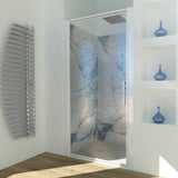 Shower Enclosure in Niche with Hinged Door GLICINE N.B - Acrylic 4 mm Glossy White Profile