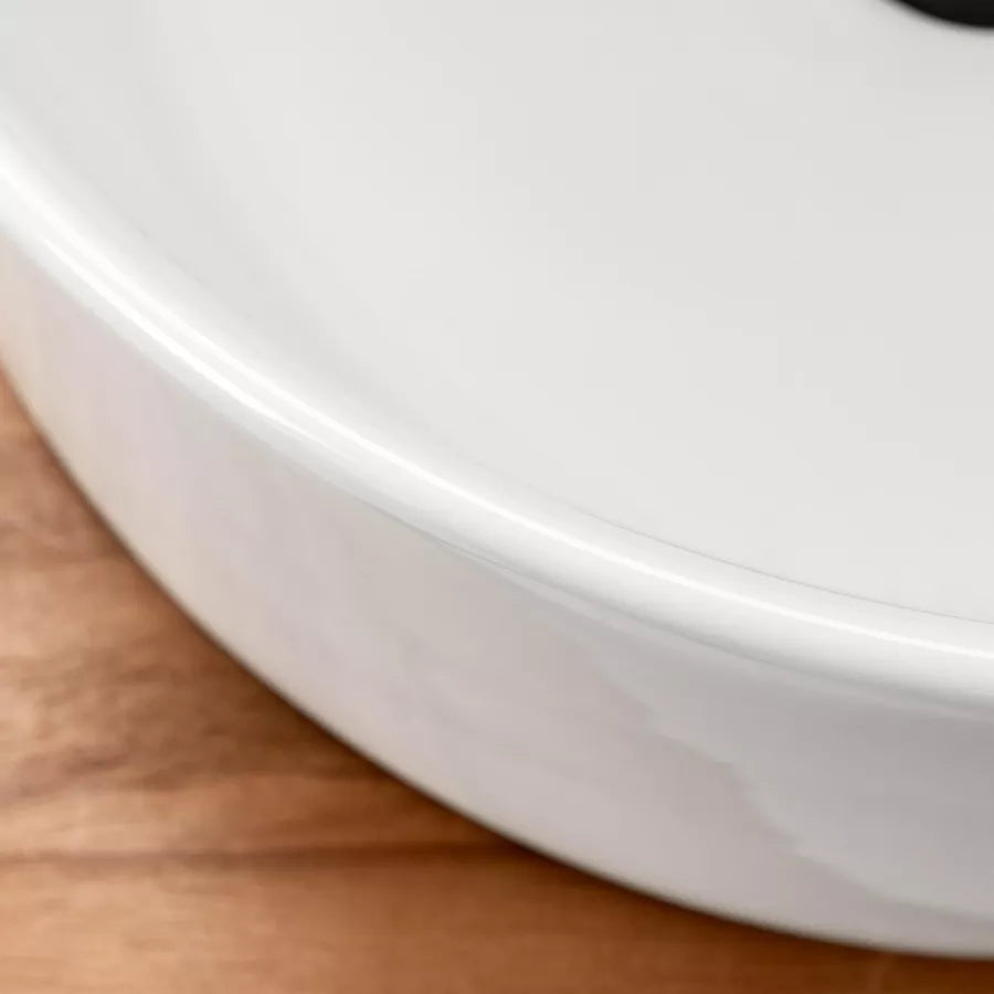 Vasque à poser ronde 42 cm - Céramique Blanc Brillant