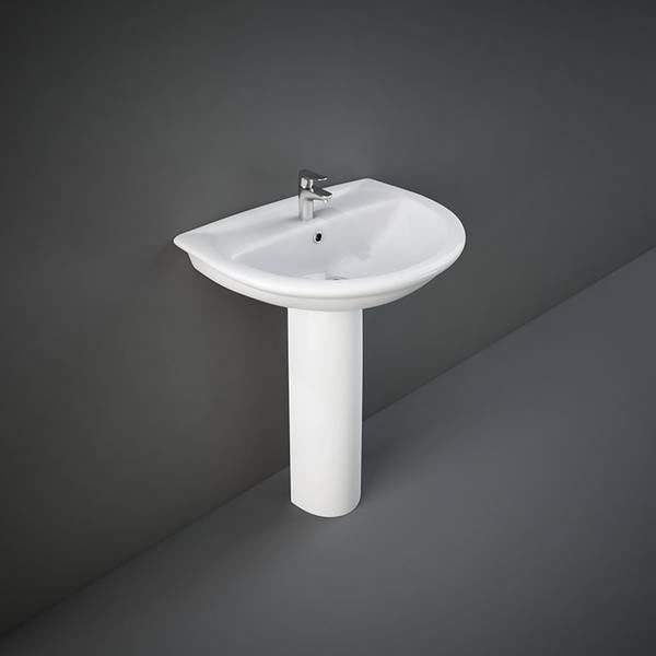 Washbasin with 60 cm column in white ceramic