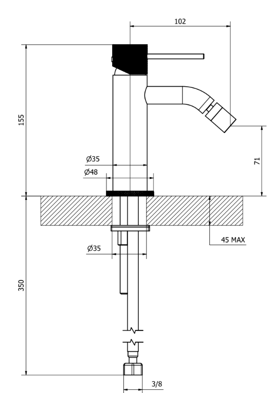 LABOR-BIDET-MISCHER 3.0 3/8 MIT SCA CHROM