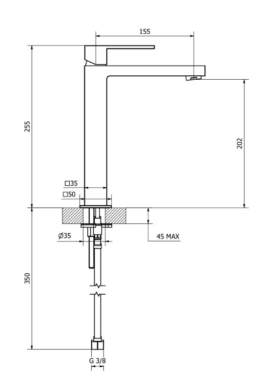 HIGH NECK BASIN MIXER PILLAR W/SC.CLIC-CLAC. CHROME