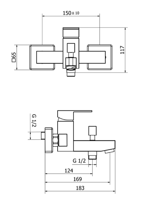 PILLAR BATHTUB MIXER W/DOT CHROME