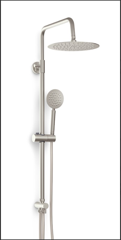 Shower column with shower head and brushed Poseidon hand shower