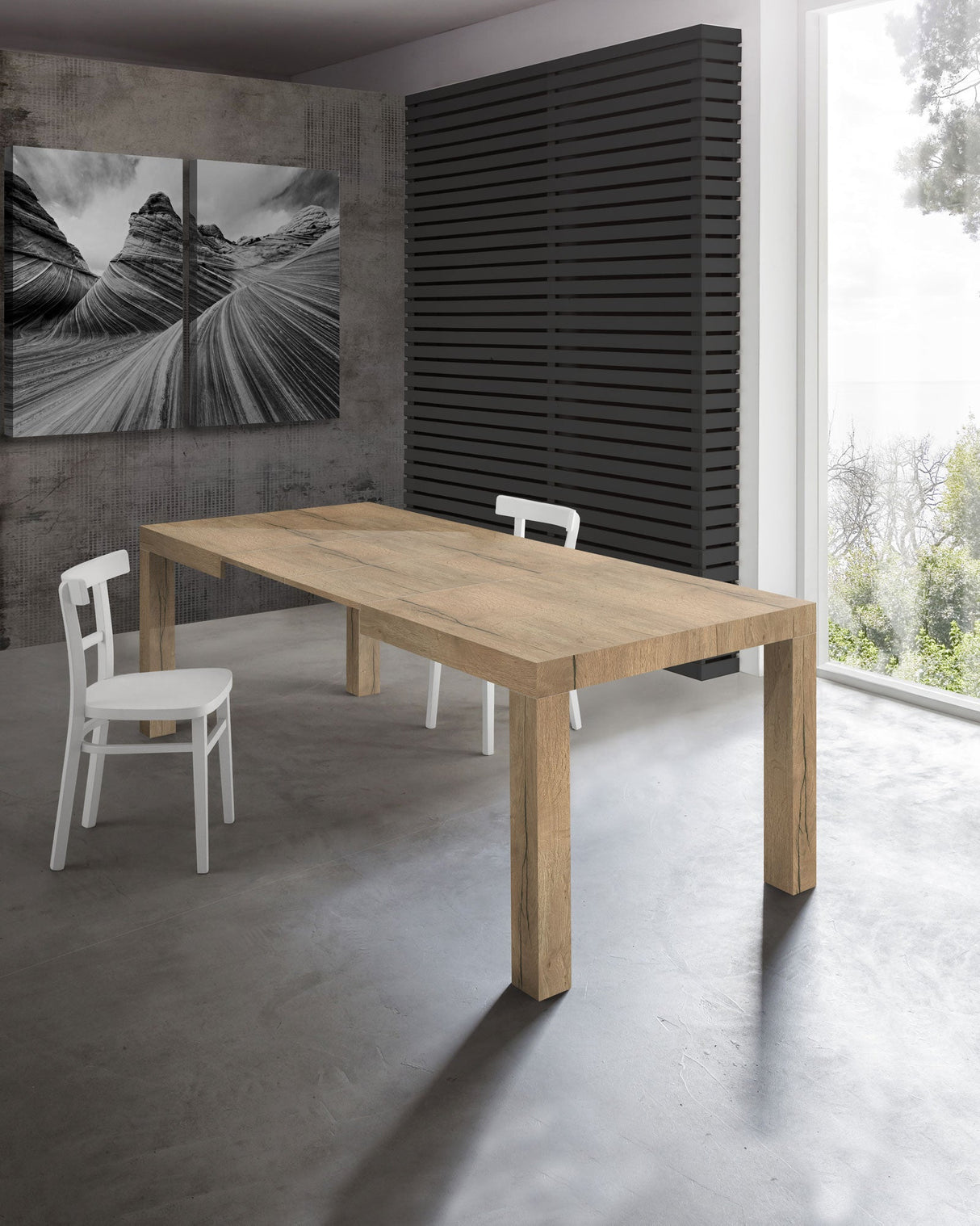 TAVOLO ALLUNGABILE MODERNO CM. 120X80XH.75 - ROMA ROVERE RUSTICO