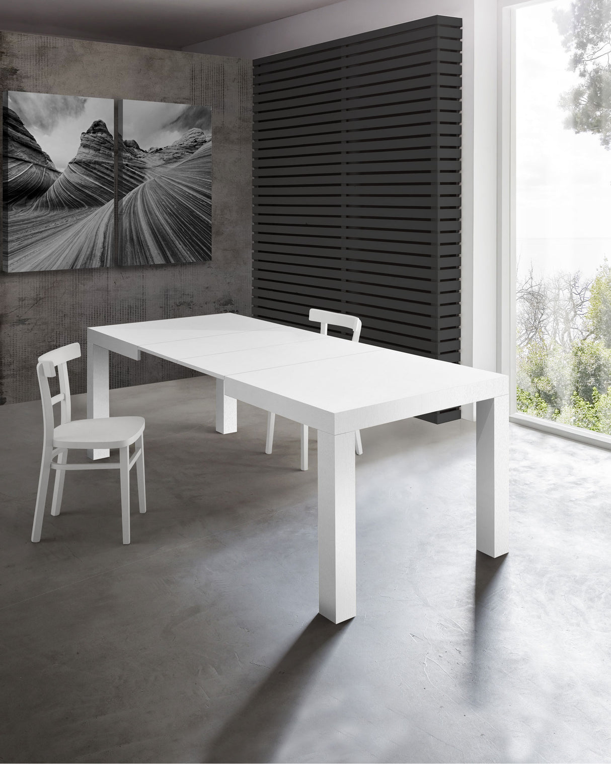 MODERN EXTENDING TABLE CM. 120X80XH.75 - ROMA WHITE ASH