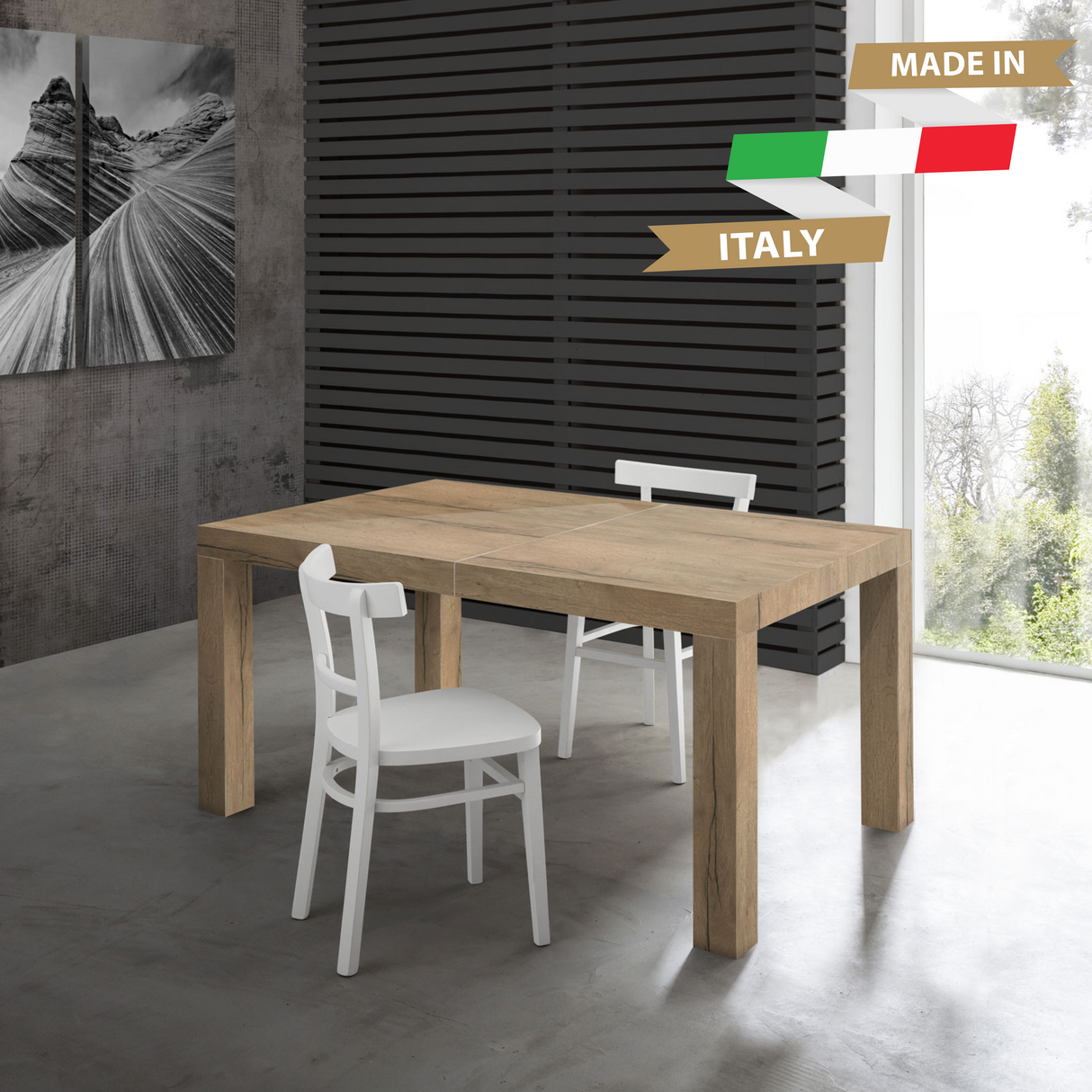 TAVOLO ALLUNGABILE MODERNO CM. 120X80XH.75 - ROMA ROVERE RUSTICO