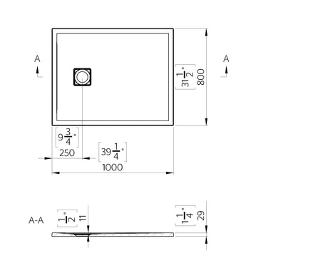 Marble Resin Shower Tray BLACK 100 cm x 80 cm MAR0