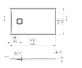 WHITE Resin Marble Shower Tray - 120 cm x 70 cm - MAR0