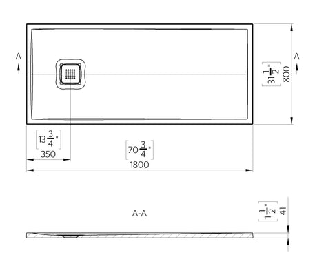 WHITE Resin Marble Shower Tray 180 cm x 80 cm - MAR0