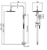 Shower column with shower head and Poseidon hand shower