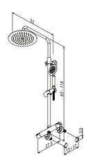 Shower column with shower head and Poseidon Plus telescopic hand shower