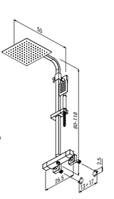 Duschsäule mit Duschkopf und Zeus Plus Teleskop-Handbrause