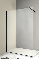 Ocean Walk in Shower Enclosure - 8 mm Tempered Transparent Crystal with Satin Black Profile