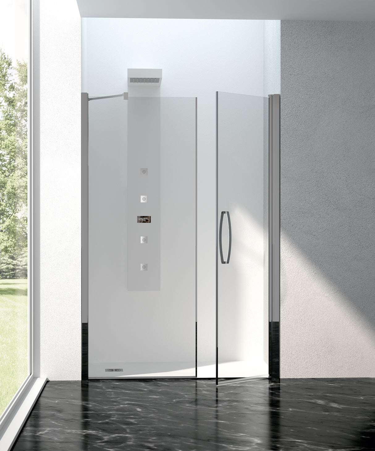 Cabine de douche en niche Camilla N.BF porte battante + porte fixe