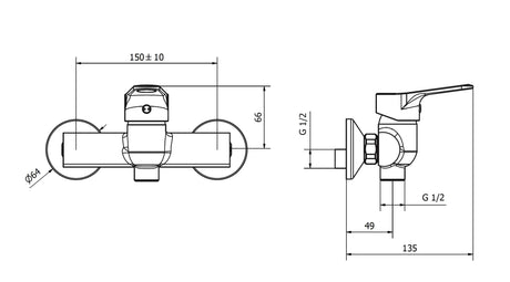 EXTERNAL SHOWER MIXER T-GOLD CR S/DOT CHROME