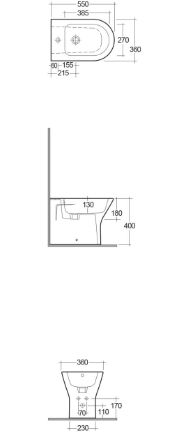 RESORT FLUSH WALL BIDET h. 40cm.