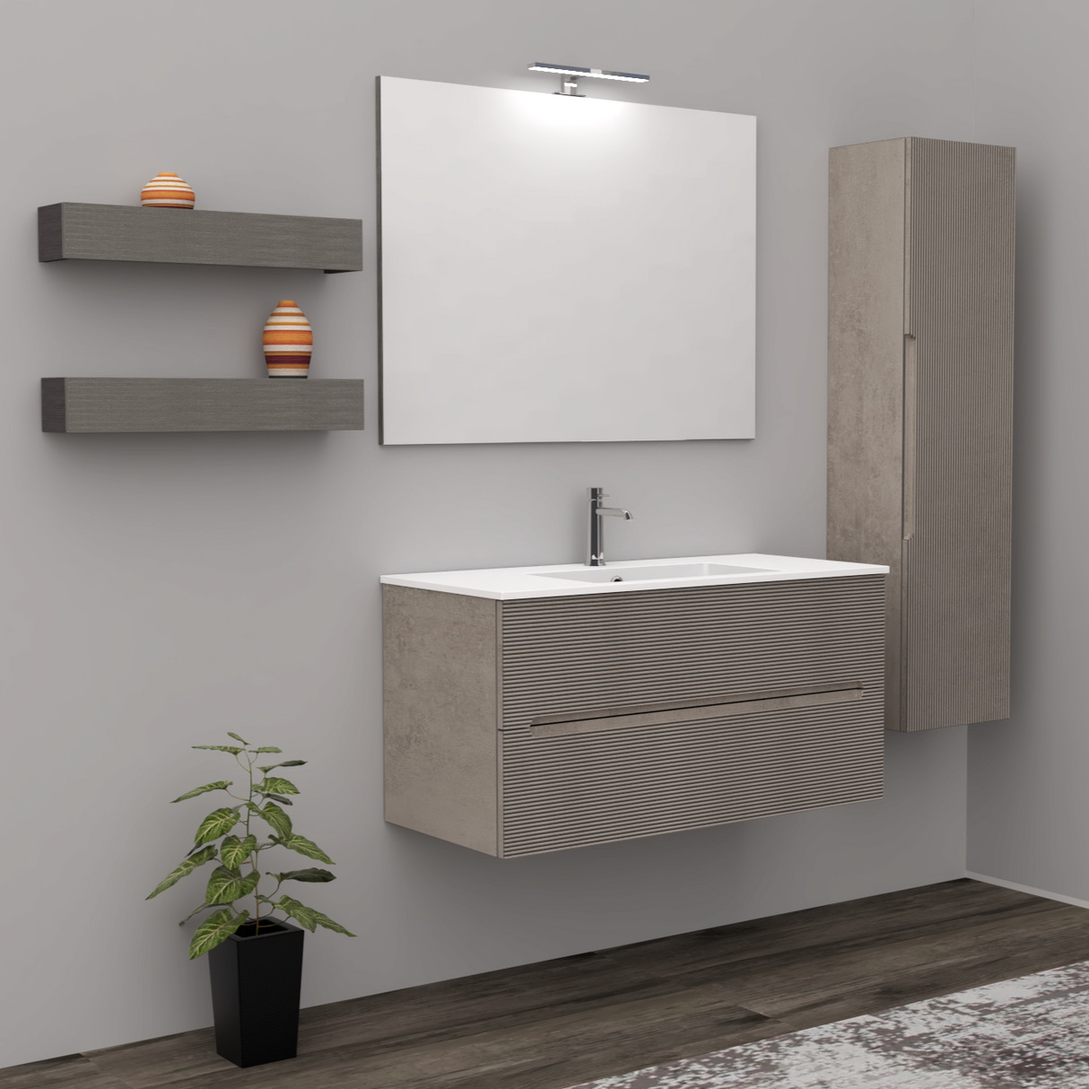 Rigo Bathroom Cabinet cm. 60 x 45 x 50 - THE WARM GRAY