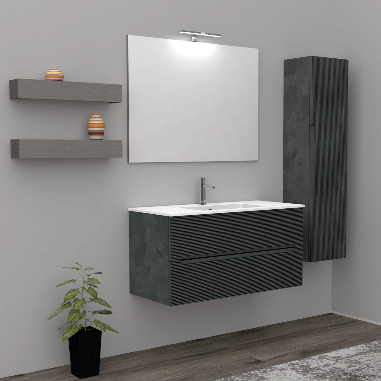 Rigo Bathroom Cabinet cm. 60 x 45 x 50 - LE GRIGIO LAVA