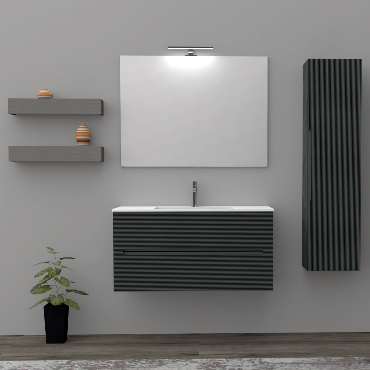 Mobile da Bagno Rigo cm. 60 x 45 x 50 - LE GRIGIO LAVA