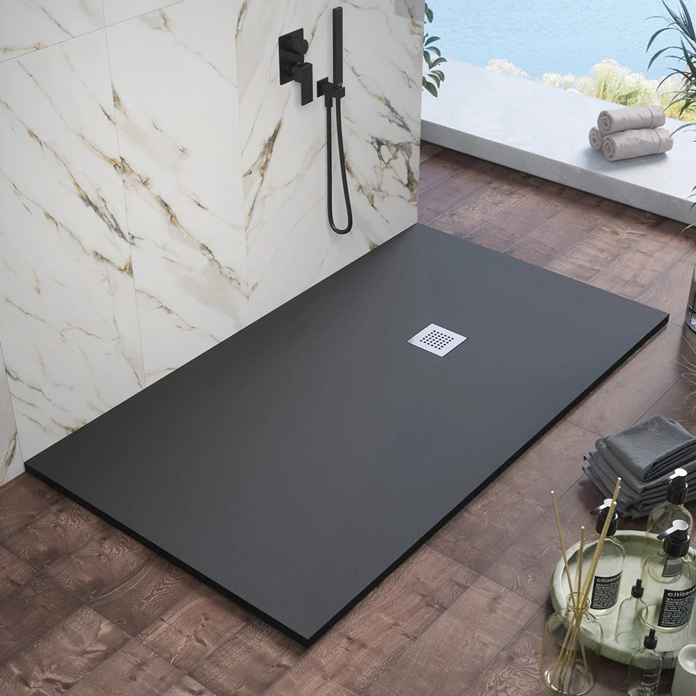 BLACK Marble Resin Shower Tray - 170 cm x 70 cm - MAR0