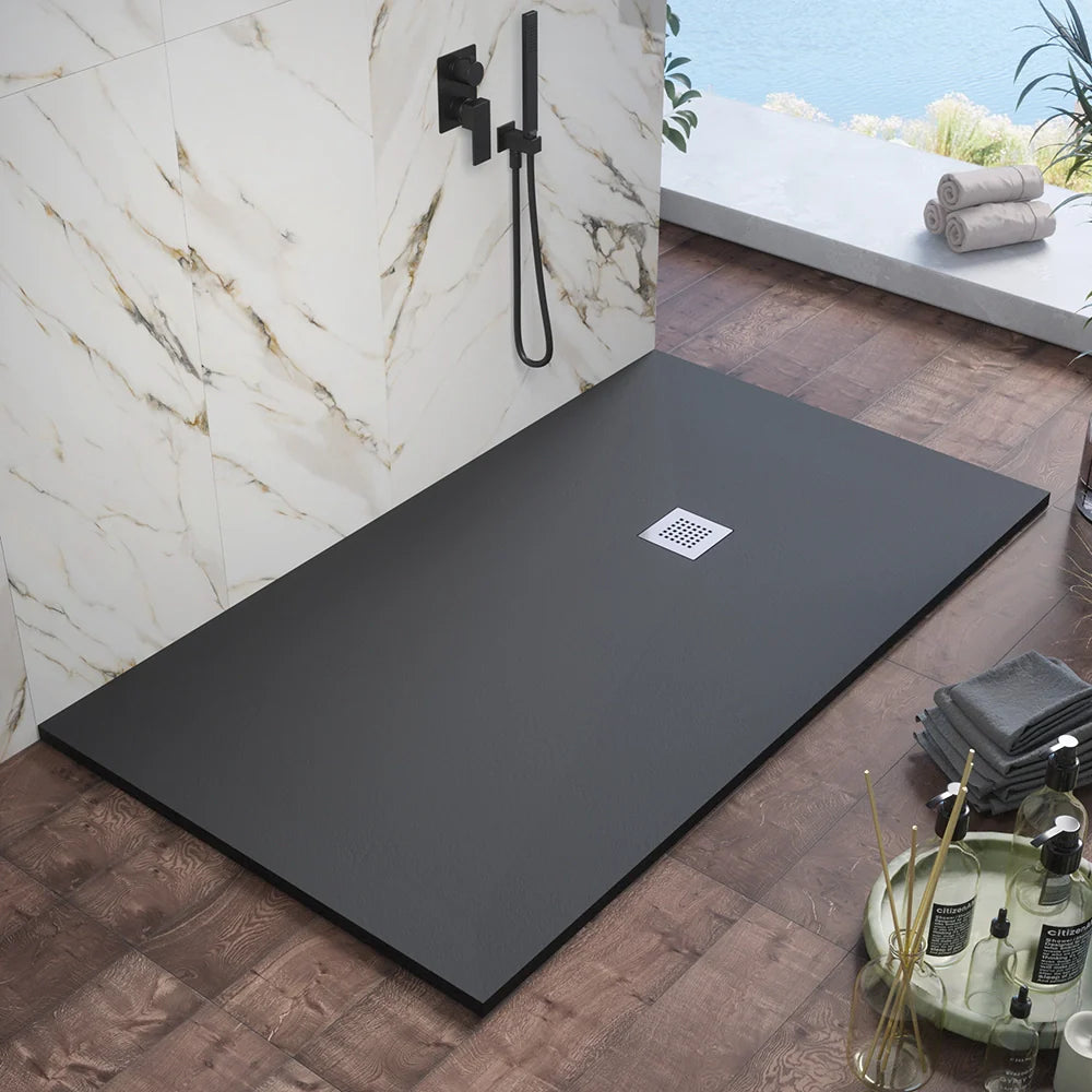 Marble Resin Shower Tray BLACK 100 cm x 80 cm MAR0