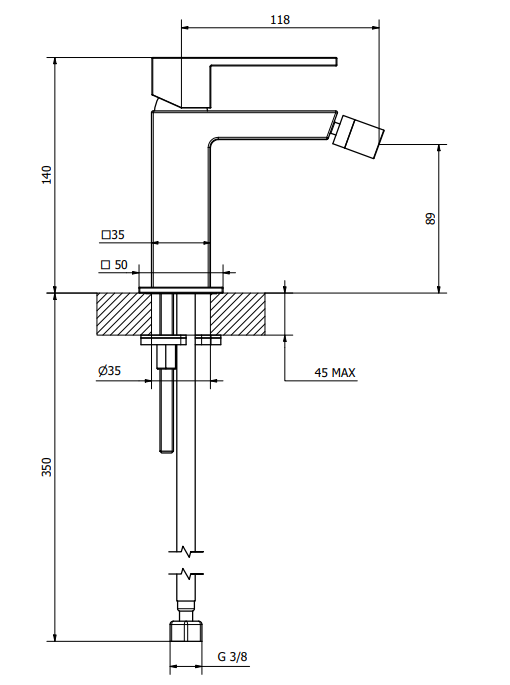 CHROM-WÜRFEL-BIDET-MISCHER