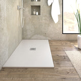 WHITE Resin Marble Shower Tray 120 cm x 80 cm POL0