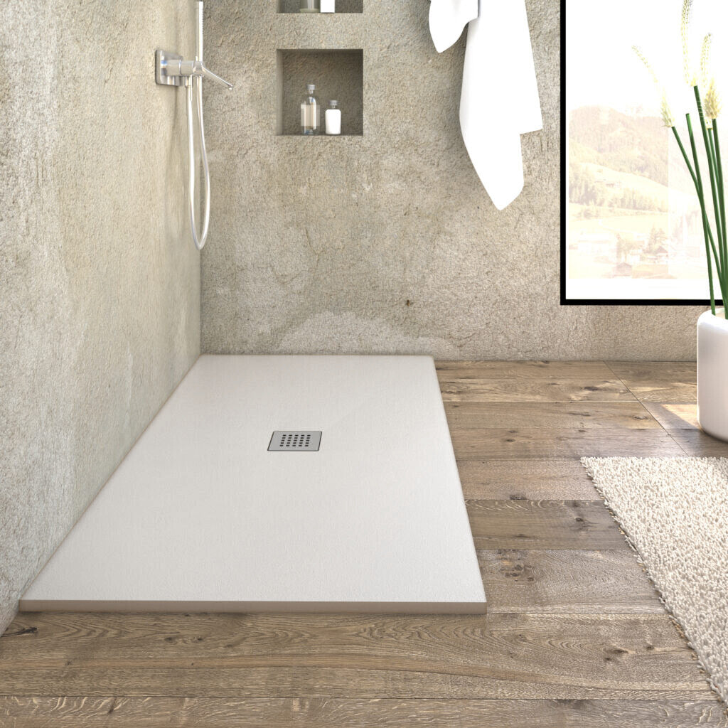 WHITE Resin Marble Shower Tray 140 cm x 80 cm POL0