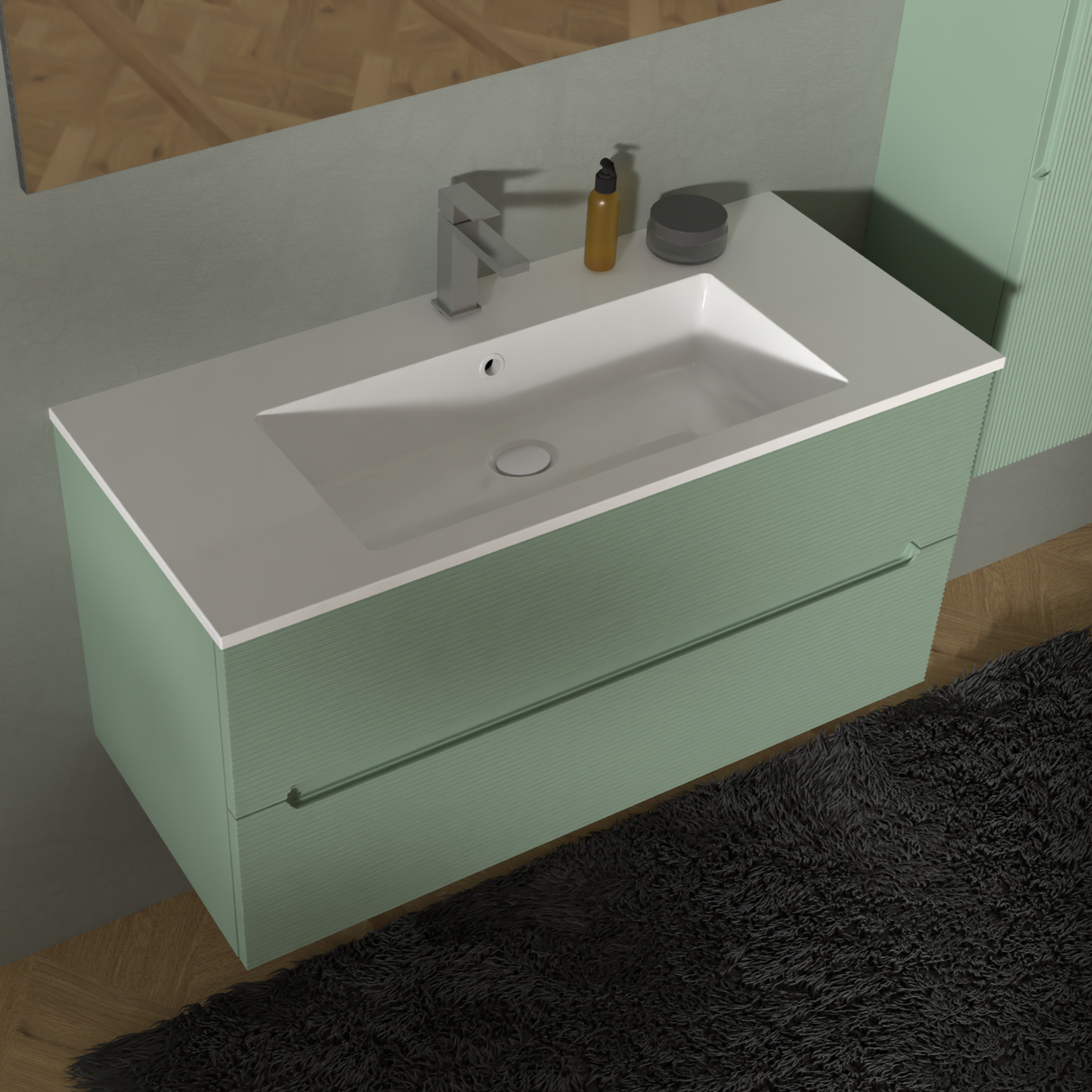 Mobile da Bagno Rigo cm. 100 x 45 x 50 - LE VERDE SALVIA